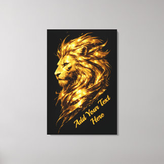 Golden Lion Legacy | Personalisierter Luxus-Goldlö Leinwanddruck