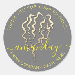 Golden Logo Name Grau gelb Haare Schönheit Vielen  Runder Aufkleber