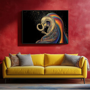 Golden Lord Ganesha Farbenfroher Regenbogen Gold S Poster
