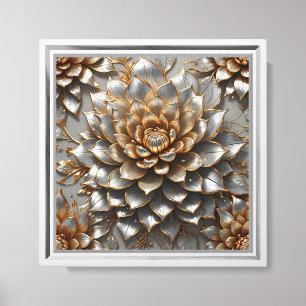 Golden Lotus Bloom Elegant Metallic Floral Leinwanddruck
