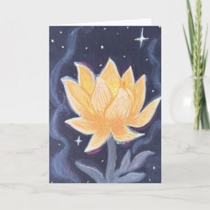 Golden Lotus Bloom Guache Malerei Karte