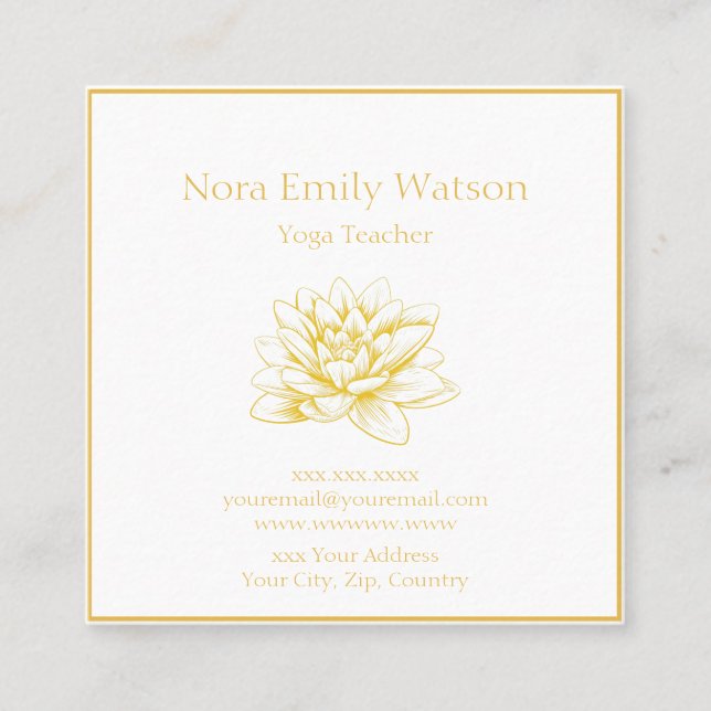 Golden Lotus Blume Business Card Quadratische Visitenkarte (Vorderseite)