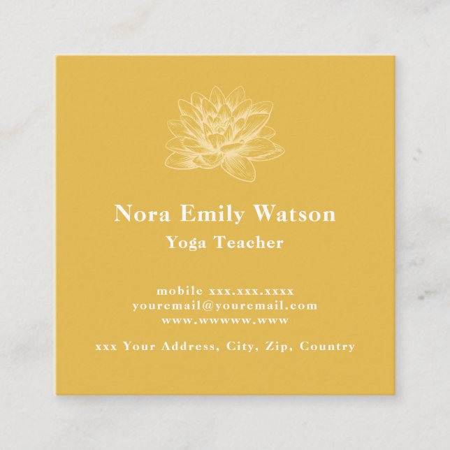 Golden Lotus Blume Business Card Quadratische Visitenkarte (Vorderseite)