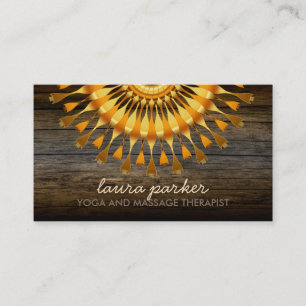 Golden Lotus Blume Holz Yoga Massage Visitenkarte
