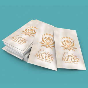 Golden Lotus Blume und Mondphasen Visitenkarte