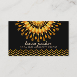 Golden Lotus Blume Zickzack Yoga Massage Visitenkarte