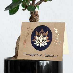 Golden Lotus Flower Zen Carte de remerciements