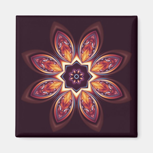 Golden Lotus Fraktal Magnet (Vorne)