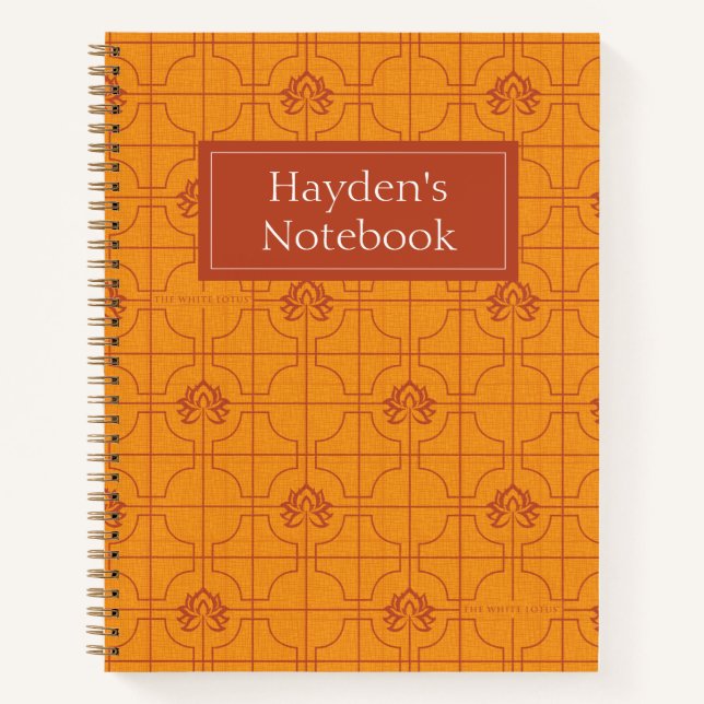 Golden Lotus Grid Pattern - The White Lotus Notizbuch (Vorderseite)
