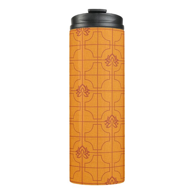 Golden Lotus Grid Pattern - The White Lotus Thermosbecher (Vorderseite)