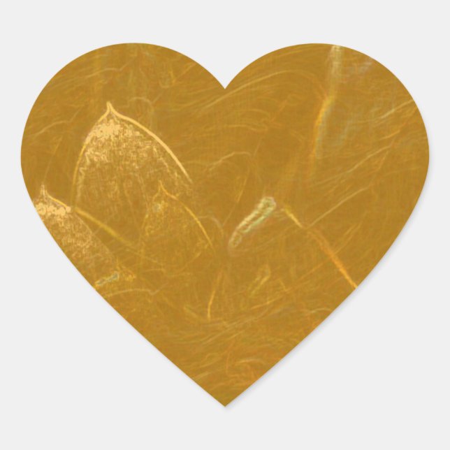 Golden Lotus Heart : Embossed Gold Leaf Herz-Aufkleber (Vorderseite)