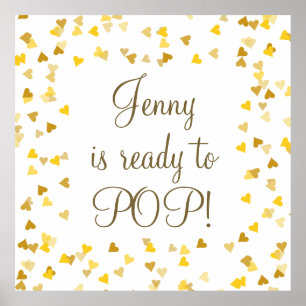 Golden Love Hearts Sie ist bereit zu platzen Baby Poster