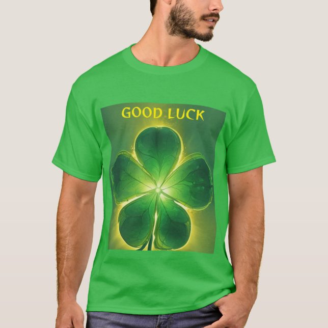 Golden Lucky Clover Glow Viel Glück T-Shirt (Vorderseite)