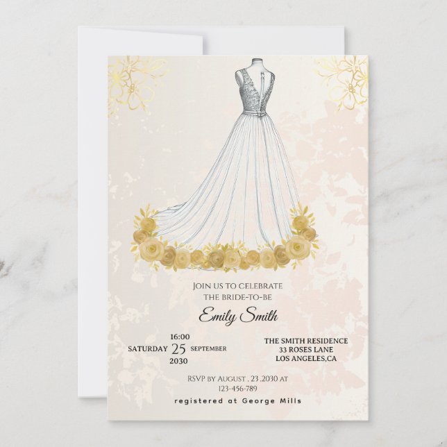 Golden Luxury Elegantes Brautparty Einladung (Vorderseite)