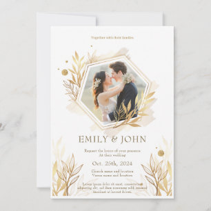 Golden Luxury Gradient Wedding Einladung Foto