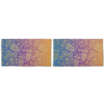 Golden Luxury Paisley on Blue, Lila und Orange