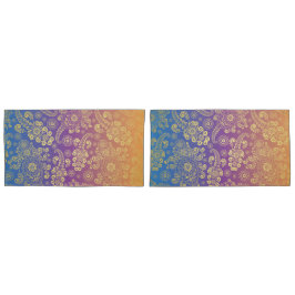 Golden Luxury Paisley on Blue, Lila und Orange Kissenbezug