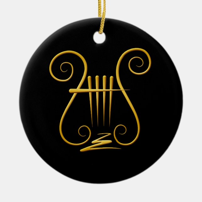 Golden Lyre Keramik Ornament (Vorne)