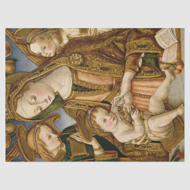 Golden Madonna mit Kind Jesus und Engel Seidenpapier (Vorderseite)