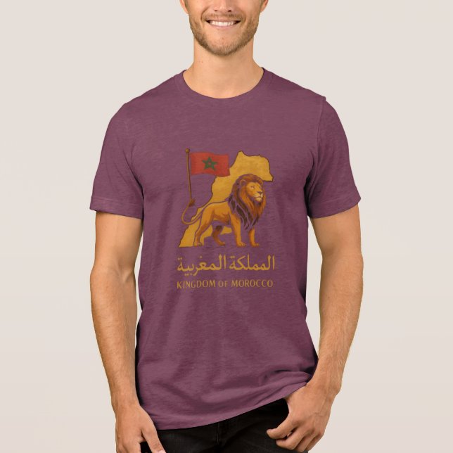 "Golden Majesty of Morocco | Lion & Arabic Kingdom Tri-Blend Shirt (Vorderseite)