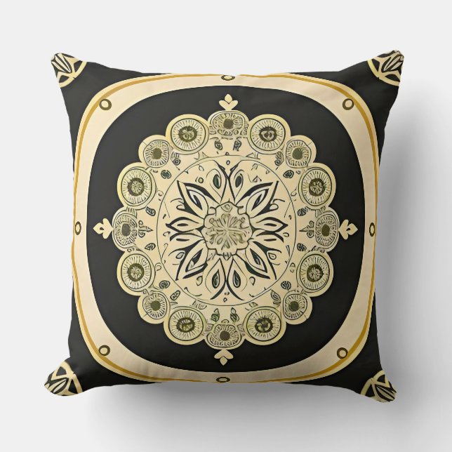 Golden Mandala Design Kissen (Vorderseite)
