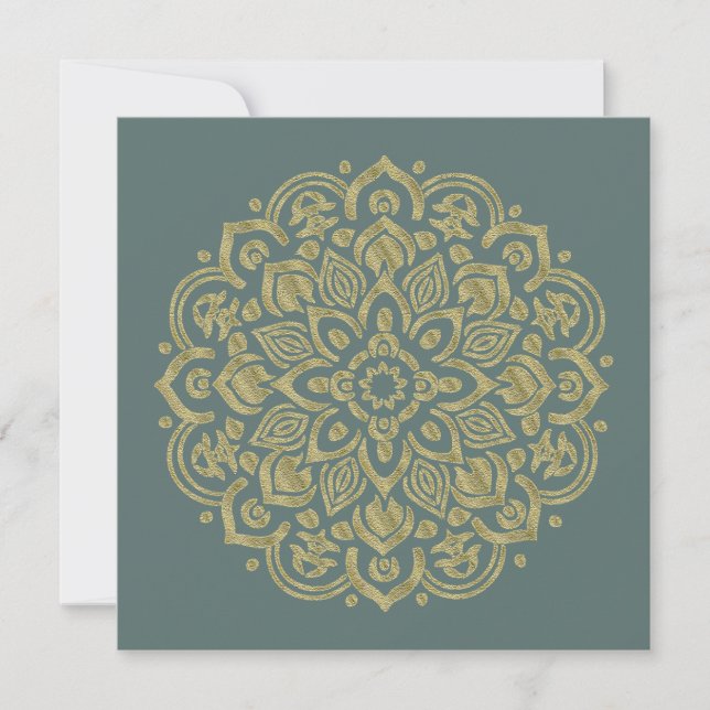 Golden Mandala - Einladung, Grußkarte Dankeskarte (Vorderseite)