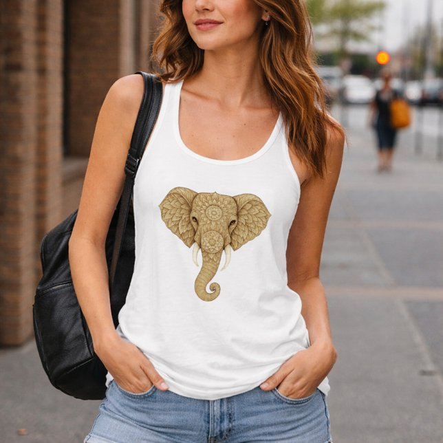 Golden Mandala Elephant - Boho Graphic Art Print Tank Top (Von Creator hochgeladen)