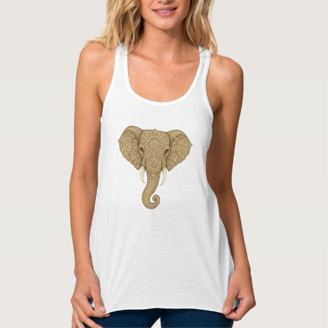 Golden Mandala Elephant - Boho Graphic Art Print Tank Top (Vorderseite)