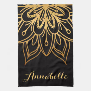 Golden Mandala Geschirrtuch