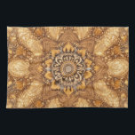 Golden Mandala Kaleidoscope Pattern Kitchen Towel Geschirrtuch<br><div class="desc">Elegant golden kaleidoscope mandala pattern on a stylish kitchen towel.
Perfect for modern kitchens, cozy homes and lovers of ornamental designs.
A beautiful decorative accent that combines art, symmetry and warm golden tones.</div>