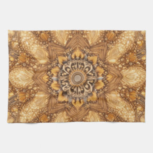 Golden Mandala Kaleidoscope Pattern Kitchen Towel Geschirrtuch
