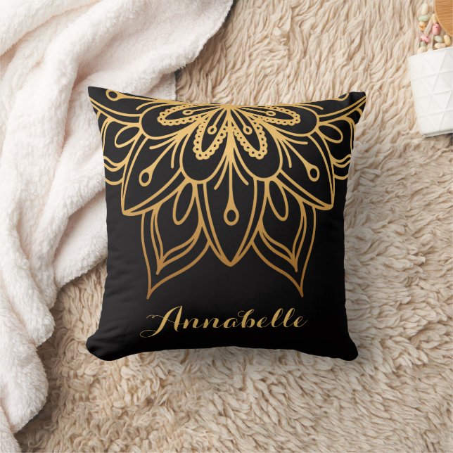 Golden Mandala Kissen (Decke)