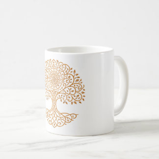 Golden Mandala Lebensbaum Tasse | Hellbraun Botani