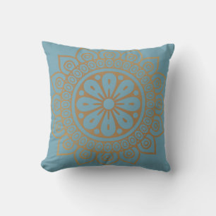 "Golden Mandala on Air Force Blue" Kissen