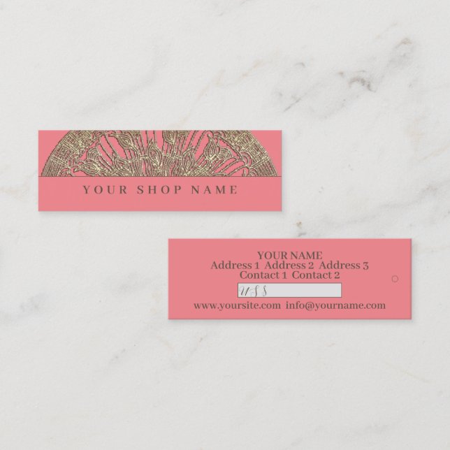 Golden Mandala - Preis-Tag - Visitenkarte (Vorne/Hinten)