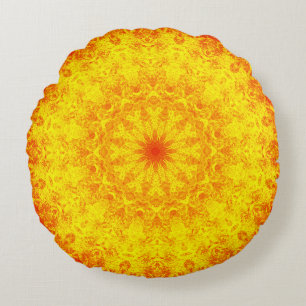Golden Mandala Rundes Kissen