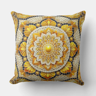 Golden Mandala: Schöne Mosaikkunst Kissen