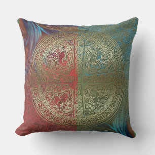 Golden Mandala über Federn - Kissen