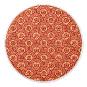 Golden Mandala Wellen im roten Hintergrund Keramikknauf