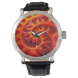 Golden Mandelbrot Set With Fern Accents Armbanduhr