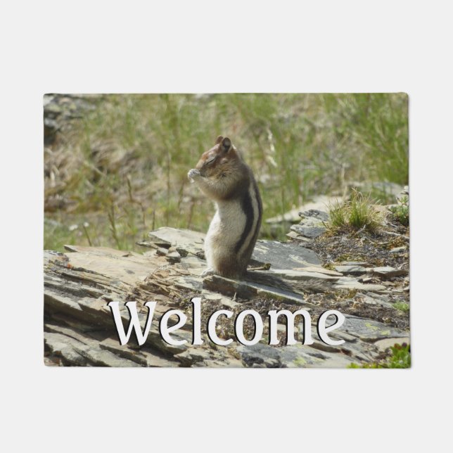 Golden Mantled Ground Eichhörnchen am Glacier I Fußmatte (Vorderseite)