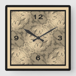 Golden Maple Blätter Wall Clock Quadratische Wanduhr