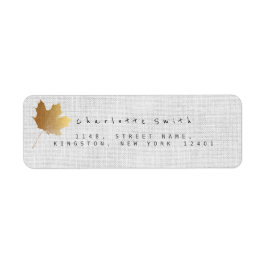 Golden Maple Leaf Linen Rücksendeadressen-Aufklebe
