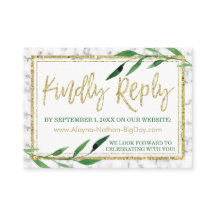Golden Marble Wedding RSVP Card, Grünflächen