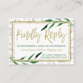 Golden Marble Wedding RSVP Card, Grünflächen Begleitkarte