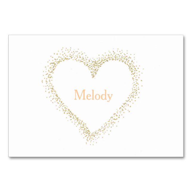 Golden - Mariage du coeur blanc Table / Carte de p (Devant)