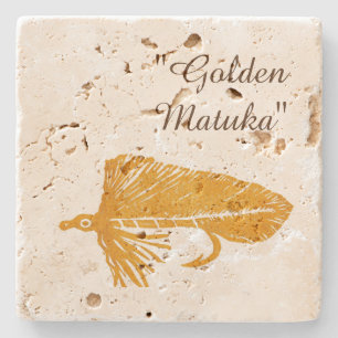 Golden Matuka Fliegenband und Angelsport-Kunst Steinuntersetzer