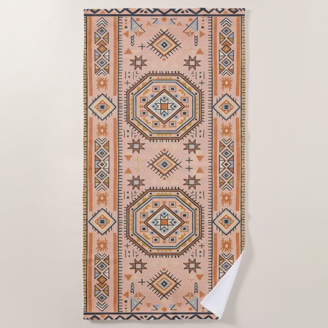 Golden Maze – Modern Moroccan Geometry Strandtuch (Vorderseite)