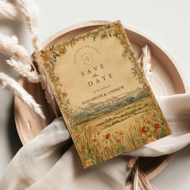 Golden Meadow Mountain Wedding Save The Date (Von Creator hochgeladen)
