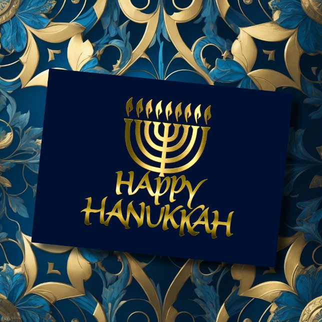Golden Menorah Flames Happy Hanoukka Card (Créateur téléchargé)